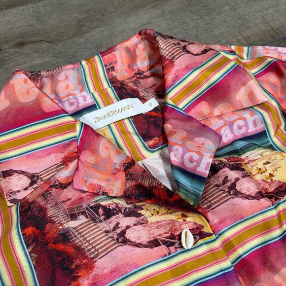 Zimmermann silk satin wonderland poster boxy shirt - Picture 5 of 8